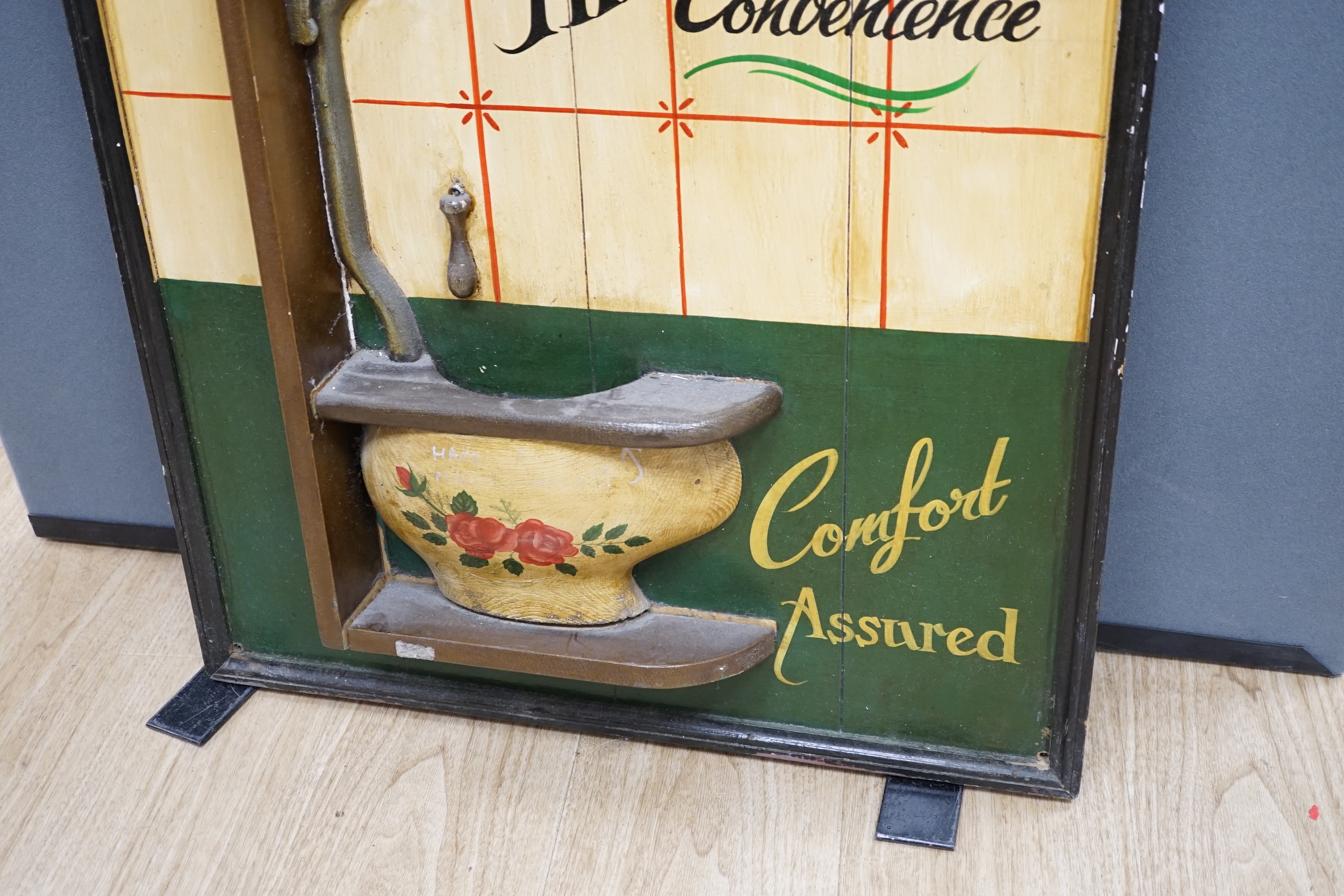 A ‘Thomas Crapper’ painted wood advertising sign, 91 x 61cm